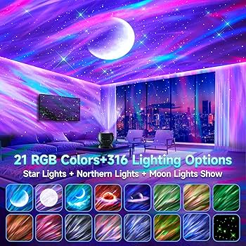 Star Projector Galaxy Light, 5 Moon+21 RGB Colors+15 White Noises Star Projector Galaxy Light, 5 Moon+21 RGB Colors+15 White Noises